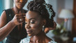 Portrait of beautiful african american bride getting ready for wedding