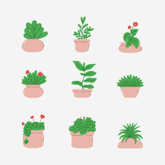 Wall Mural - Plant in pot hand drawn vector illustration