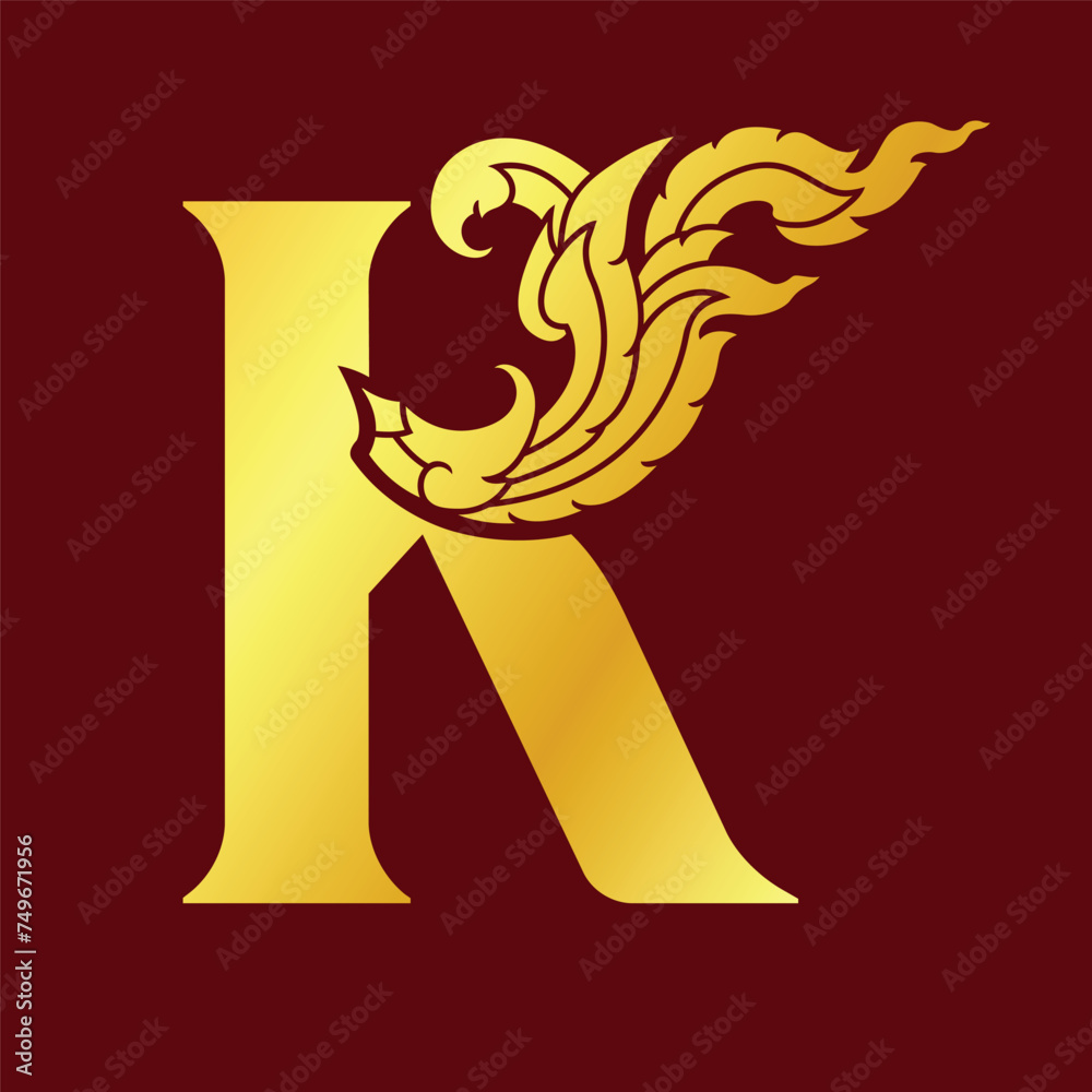 Patterned K K with a Thai pattern design Stock Vector | Adobe Stock