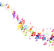 Colorful Music Notes in Dynamic Swirl