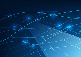Fototapete - Abstract background technology, the lines of light passing through represent the transmission of data over the internet network. with a large amount of data vector illustration, brochure, poster,