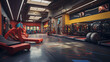 A gym interior with a superhero training theme, complete with obstacle courses and superhero-inspired equipment.