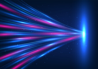 Fototapete - Abstract background technology High-speed lines of light passing through each other represent the transmission of data into the server system at high speeds. vector illustration, brochure, poster,