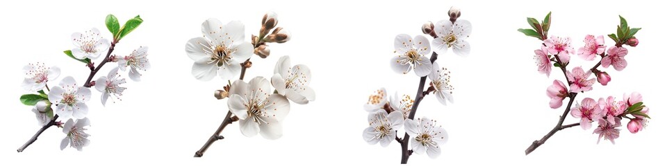 Wall Mural - set of blossom flowers isolated on transparent background