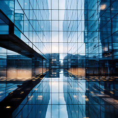 Canvas Print - Abstract reflections in a glass building.