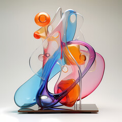 Wall Mural - Abstract shapes in a glass sculpture.