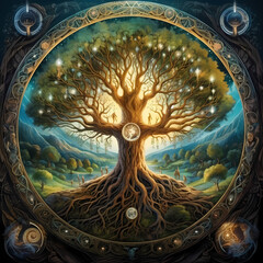 Sticker - Ancient tree of life with mystical powers. 