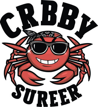 Hand-Drawn Crabby Surfer Vector for Personalized Designs