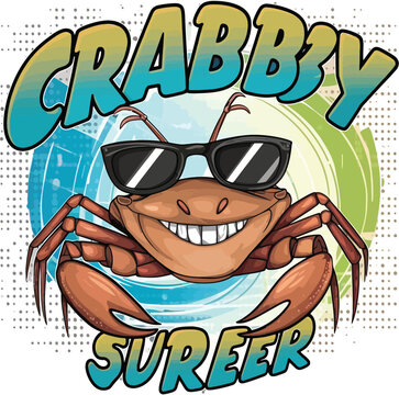 Chic Cartoon Crab Vector for Summer Merchandise