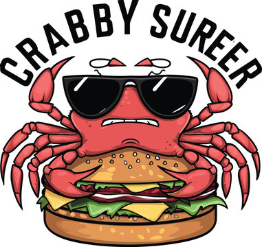 Eye-Catching Crabby Surfer Design for Custom Products