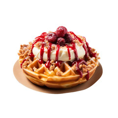 Wall Mural - Sweet Berry Swirl Streusel Waffle isolated on transparent background