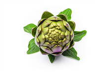 Top View Of Artichoke Is Isolated On A White Background. AI Generation.