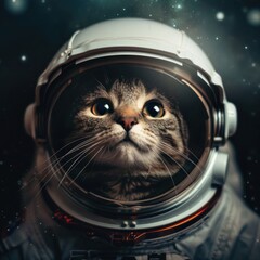 Cat Astronaut In a space helmet