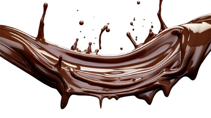 Wall Mural - Collection of PNG. Melted dark chocolate flow isolated on a transparent background.