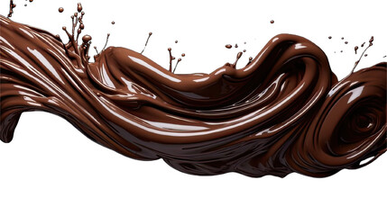 Wall Mural - Collection of PNG. Melted dark chocolate flow isolated on a transparent background.