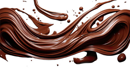 Wall Mural - Collection of PNG. Melted dark chocolate flow isolated on a transparent background.