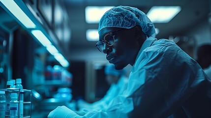 Leinwandbilder - Generative AI : Team of Medical Research Scientists Collectively Working