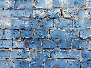 Generative AI : Blue painted brick wall texture as background