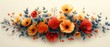 Floral background featuring red and yellow flowers on a white backdrop