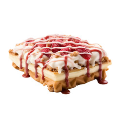 Wall Mural - Sweet Strawberry Cheesecake Swirl Streusel Waffle isolated on transparent background