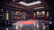 A gym with a superhero lair theme, featuring superhero-inspired workouts and high-tech decor.