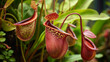 Nepenthes, Tropical pitcher plants and monkey cups . Generative Ai