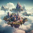 Surreal floating islands in the clouds.
