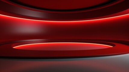 Poster - 3D Illustration of Red Architectural Design Background with Lighting.