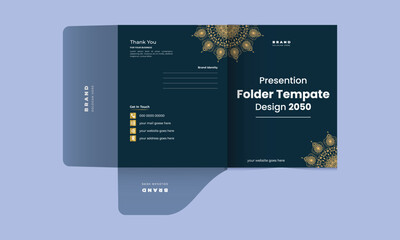 Wall Mural - Presentation folder template design, Folder design, cover for catalog, brochures, Annual report background for business
