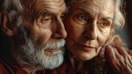 Poster - Close up of a man and a woman. Suitable for various concepts