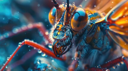 Poster - Close up of a bug covered in water droplets, perfect for nature and macro photography projects