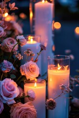 Poster - A group of candles placed on a table. Suitable for various occasions