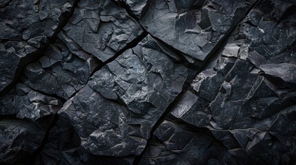Poster - Detailed close-up of a black rock wall, suitable for backgrounds