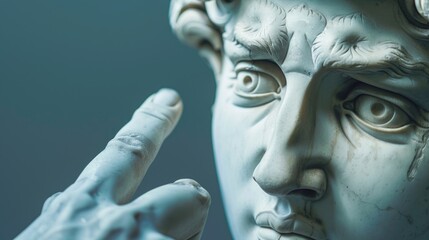 Aufkleber - Close up of a statue with a finger raised, suitable for various concepts