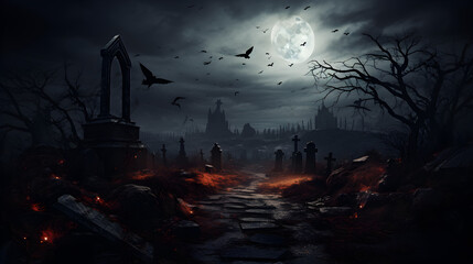 Wall Mural - halloween night scene