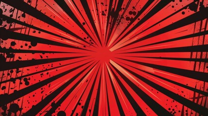 Poster - A vibrant red and black background with a striking sunburst design. Perfect for adding a bold touch to your projects