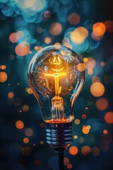Aufkleber - A light bulb sitting on a stick. Suitable for educational concepts