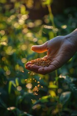 Poster - A person holding a handful of corn. Suitable for agricultural concepts