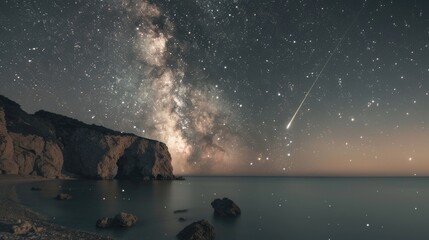 Poster - A beautiful night sky with a shooting star. Perfect for celestial-themed designs