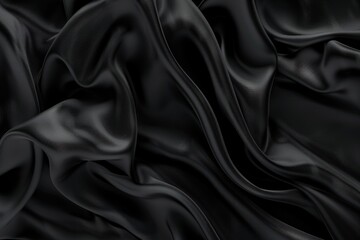 Poster - Close up of black silk fabric, perfect for fashion or textile design projects