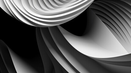 Wall Mural - Macro Image of Black and White Origami Pattern with Curved Paper Sheets