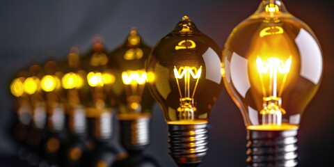 Poster - Row of yellow light bulbs, perfect for adding a warm glow to any project
