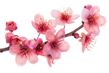 Poster - Close up of a pink flower on a branch. Suitable for nature backgrounds