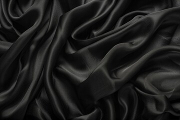 Poster - Close up of a black silk fabric, suitable for fashion or textile backgrounds