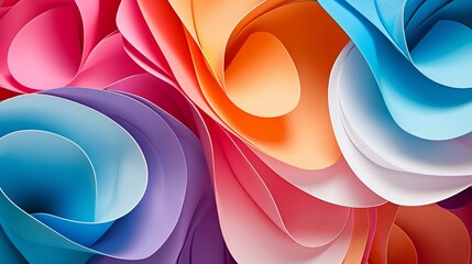 Canvas Print - Macro Image of Colorful Origami Pattern with Curved Paper Sheets