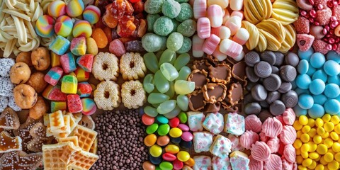 Poster - Various colorful candies and sweets on a display table. Great for food and party concepts