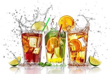 Aufkleber - Three glasses filled with different beverages, suitable for various occasions