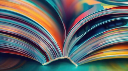 Poster - Close up of an open book on a table, perfect for educational or reading concepts