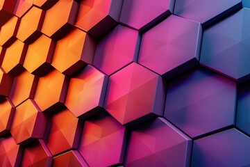 Poster - Close up of a vibrant and colorful wall of cubes, perfect for background use