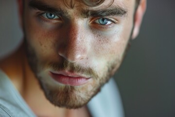 Aufkleber - A detailed shot of a man with a beard. Suitable for various projects